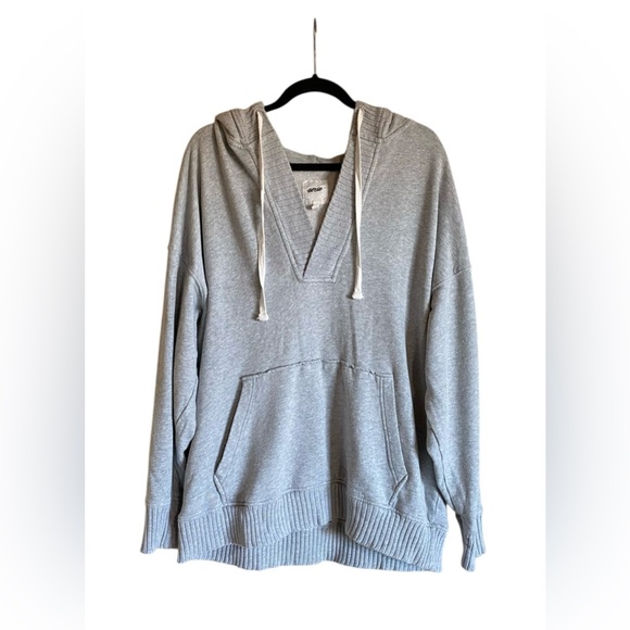 aerie Sweaters - Aerie Oversized Down To Earth Henley Hoodie Sweatshirt Gray L